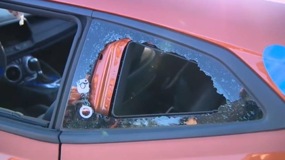 Shot of broken-into car