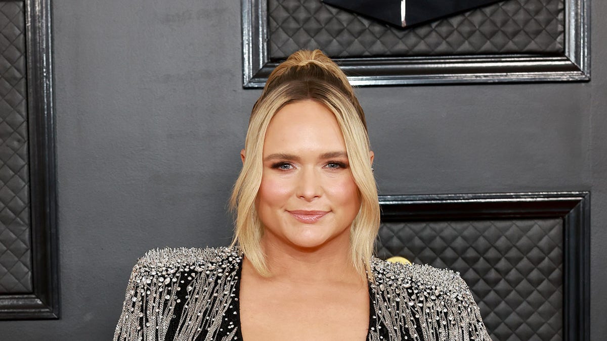 Miranda Lambert on the Grammys carpet in a sparkly fringe black gown