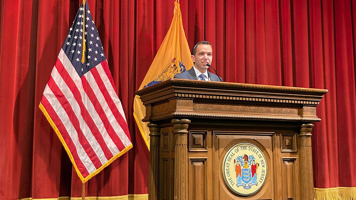 Matt Platkin speaking at a podium