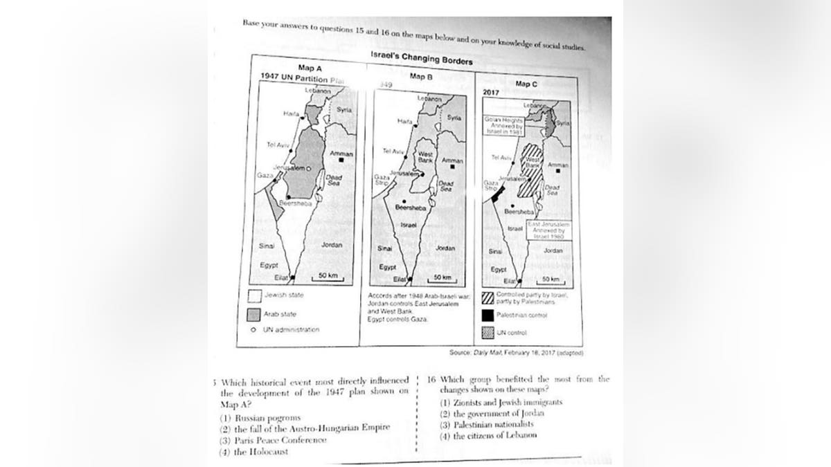 NYS Regents Exam Israel question