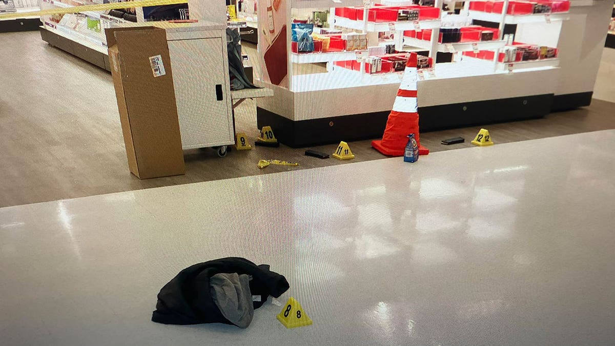 Joseph Jones' jacket on the floor of Target