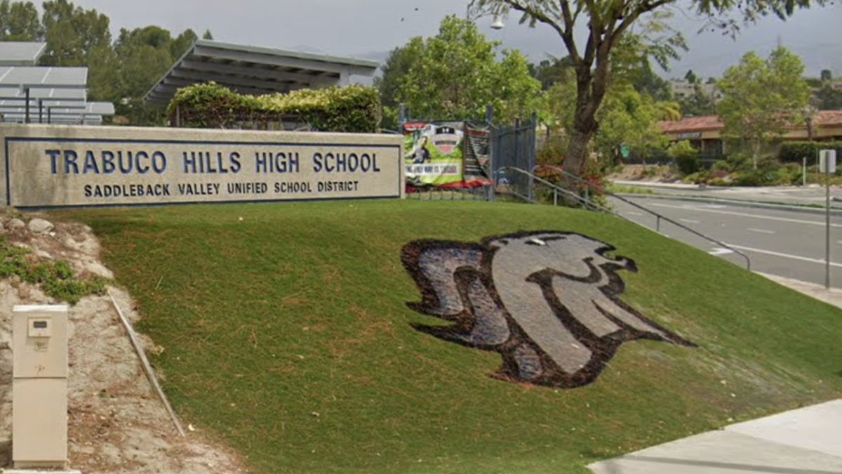 Trabuco Hills high school sign in Mission Viejo, California