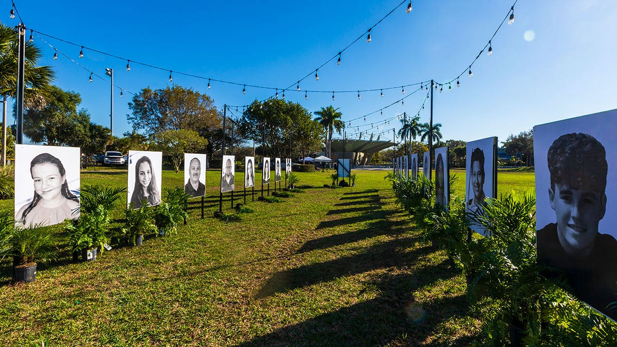 Photos of Parkland victims lined up on lawn