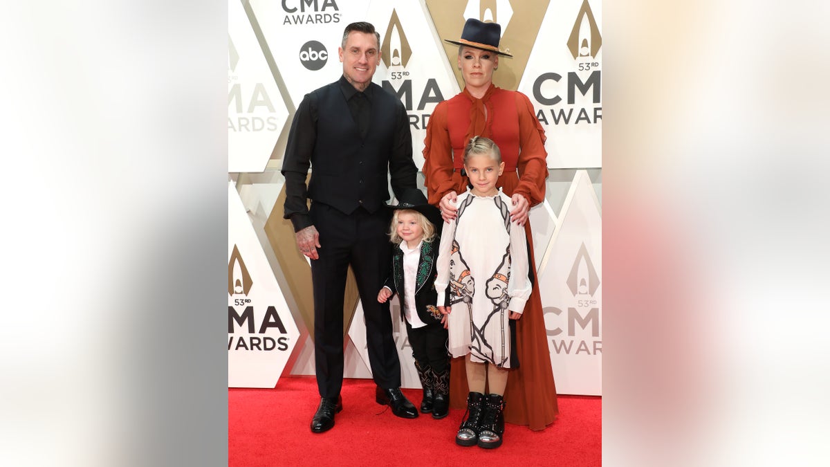 Pink with her husband and kids