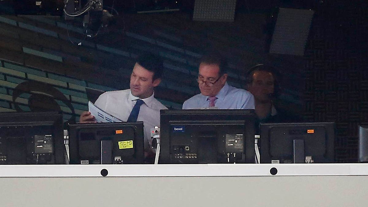 Tony Romo and JIm Nantz in the booth