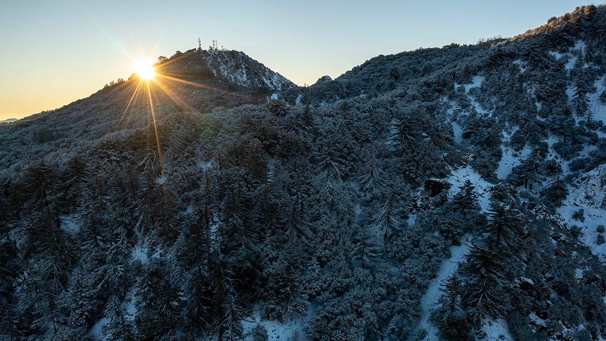 snow-covered San Gabriel Mountains