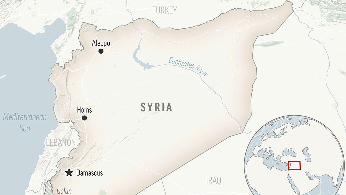 A locator map for Syria