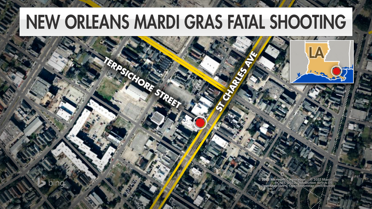 Map of New Orleans Mardi Gras fatal shooting