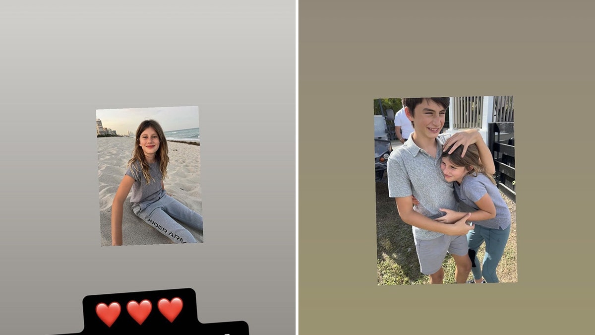 Tom Brady shares a photo of his daughter Vivan sitting in the sand with the caption "The Sweetest" and three red hearts split Tom Brady with the caption "True Love" shares a photo of son Benjamin hugging daughter Vivian