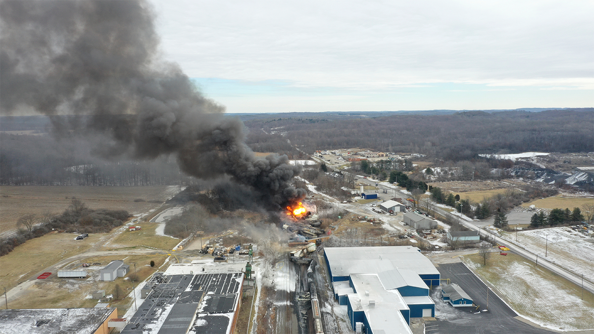 Fire from train derailment