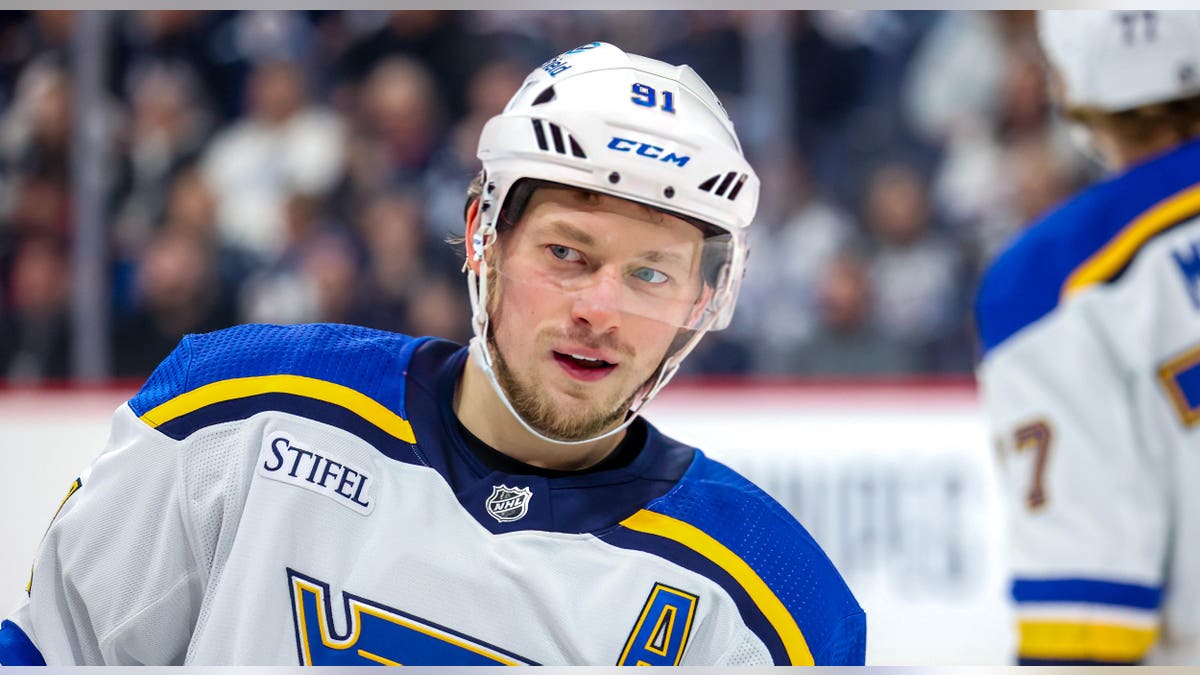 Vladimir Tarasenko looks at bench