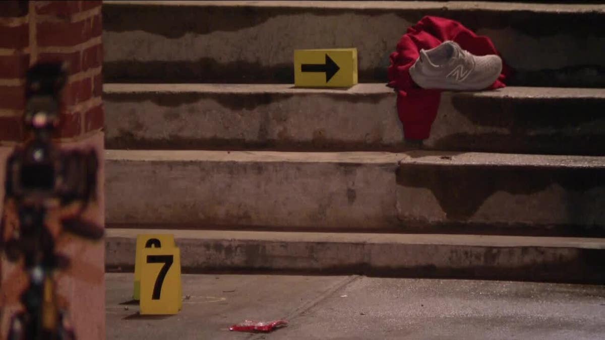 evidence markers on a staircase