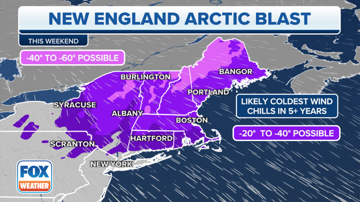 Wind chills forecast in New England