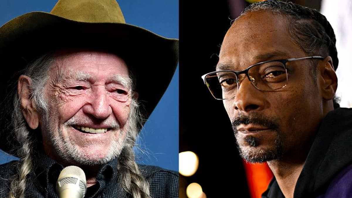 A split of Willie Nelson and Snoop Dogg