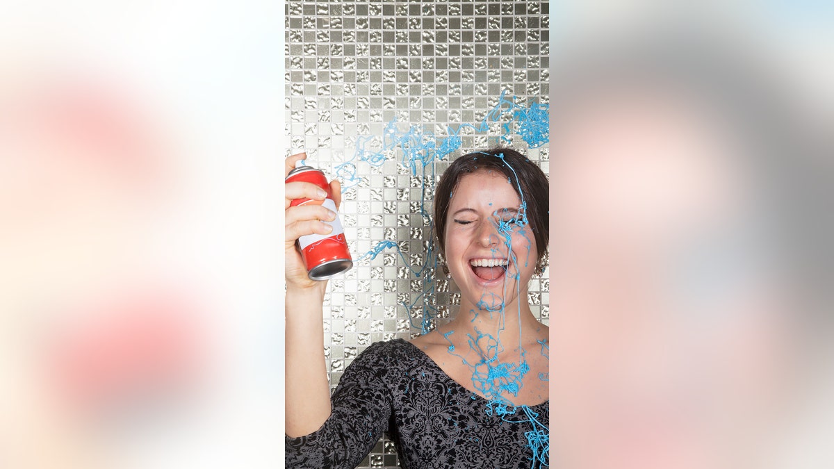 woman with silly string