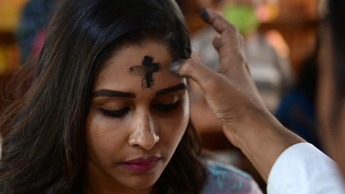 cross of ash for Ash Wednesday