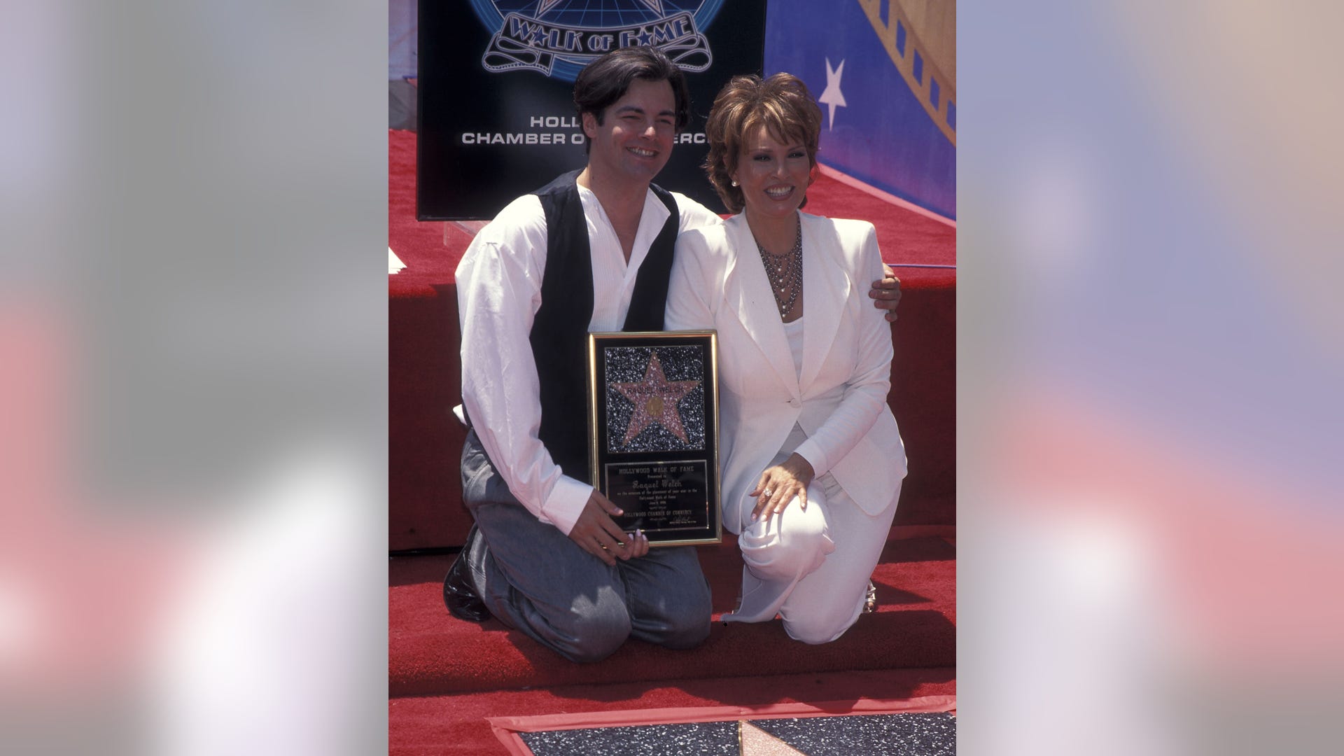 Raquel Welch and her son on Hollywood Walk of Fame