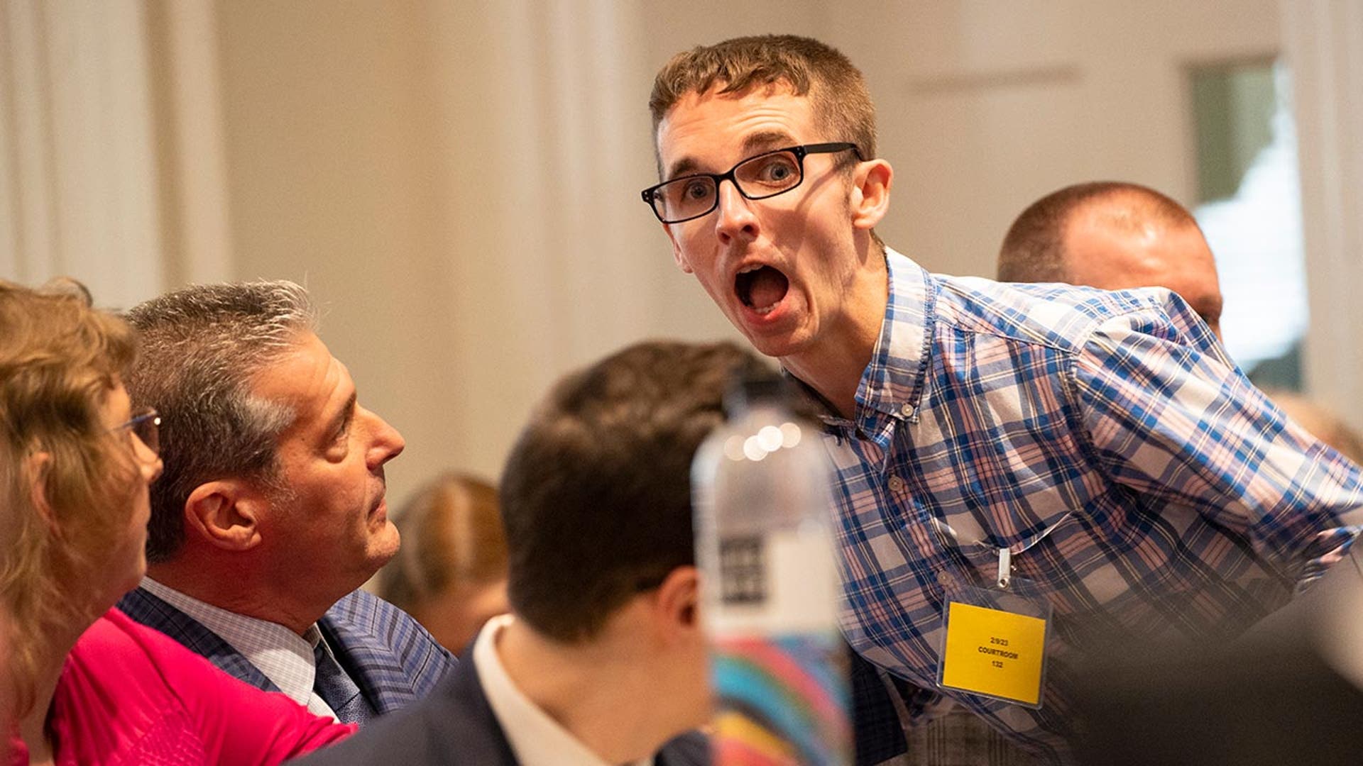 Man mask gasping facial expressiom