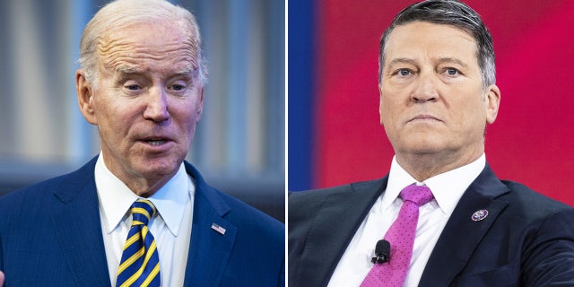 Former White House physician Rep. Ronny Jackson, right, is calling for an end to the "cover-up" of President Biden's health.