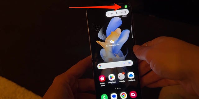 Tap the green button to stop recording your Android screen.