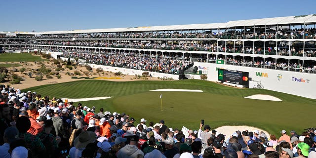 View of the 16th hole during the second round of the WM Phoenix Open at TPC Scottsdale in Scottsdale, Arizona, on Friday.