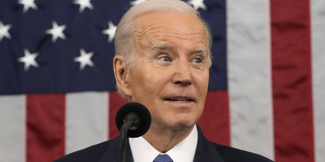 U.S. President Joe Biden speaks during a State of the Union address