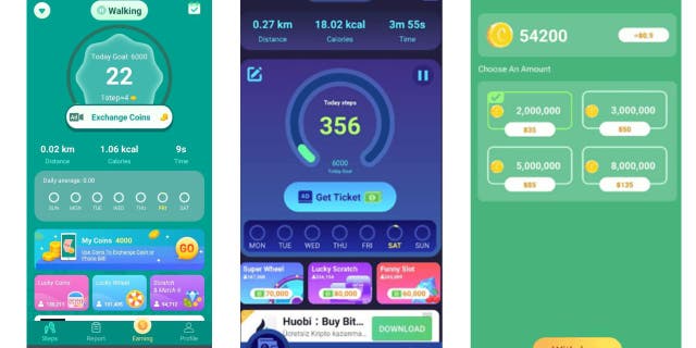 The three problematic apps are Lucky Step-Walking Tracker, WalkingJoy, and Lucky Habit: Health Tracker.