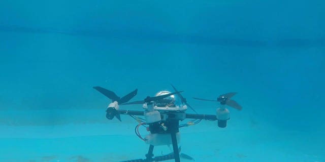 drone underwater and air