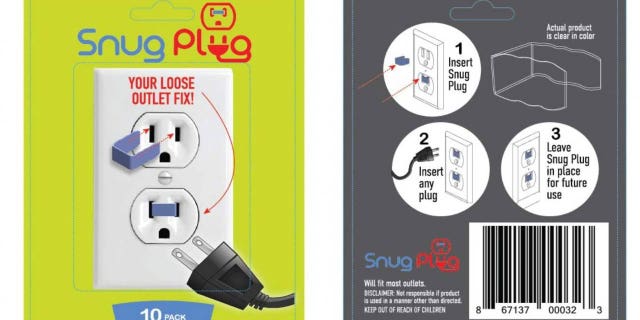 The Snug Plug, a device that ensures that plug will not fall out of the socket.