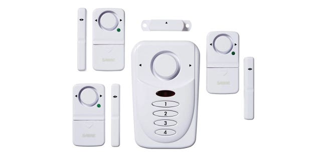 Sabre Door and Window Alarms for use in a car or hotel room.