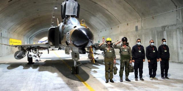 A Fighter aircraft is seen at the first underground air force base, called "Eagle 44" at an undisclosed location in Iran, in this handout image obtained on Feb. 7, 2023. 