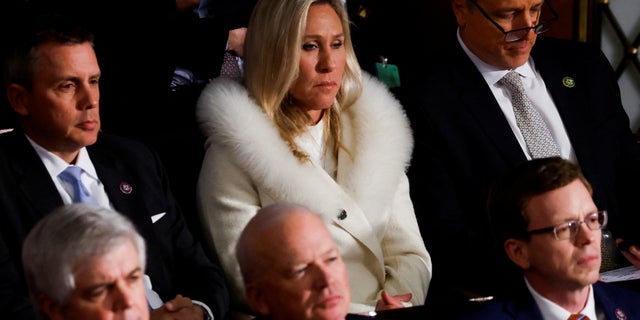 La représentante américaine Marjorie Taylor Greene (R-GA) assiste au discours sur l'état de l'Union du président américain Joe Biden au Capitole américain à Washington, États-Unis, le 7 février 2023.