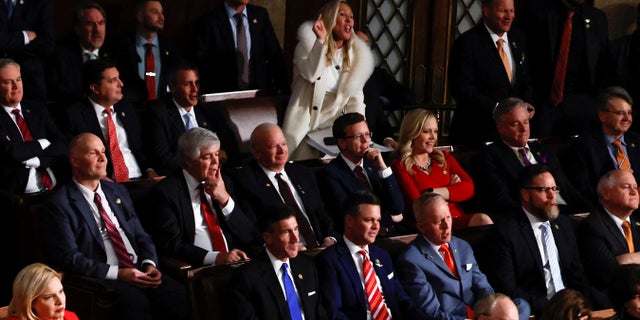 U.S. Representative Marjorie Taylor Greene (R-GA) yells at U.S. President Joe Biden, as he delivers his State of the Union address at the U.S. Capitol in Washington, U.S., February 7, 2023. 