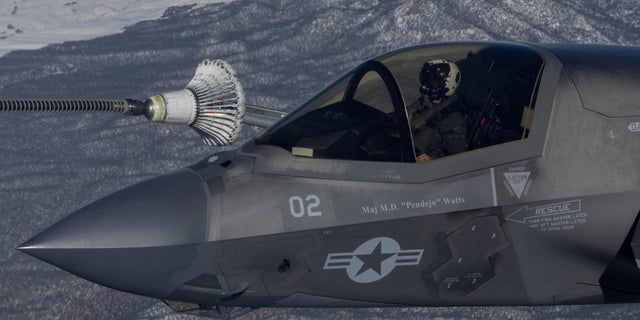 FILE PHOTO: A F-35 fighter jet from the U.S. Air Force refuels during the annual Red Flag military exercise on February 8, 2023.