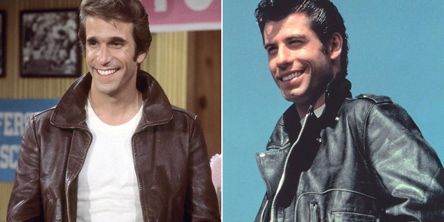 Henry WInkler as Fonzy and John Travolta as Danny Zuko split