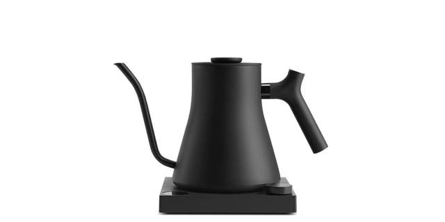 The Fellow Stagg EKG Electric kettle has a gooseneck that pours as good as it looks, and it is made from quality 304 stainless steel with a minimalist base to save space and a 0.9-liter capacity.