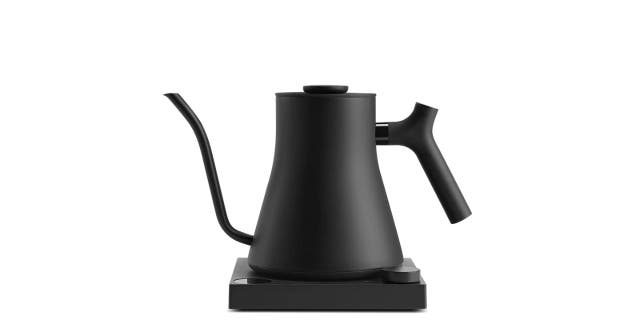 The Fellow Stagg EKG Electric kettle has a gooseneck that pours as good as it looks, and it is made from quality 304 stainless steel with a minimalist base to save space and a 0.9-liter capacity.