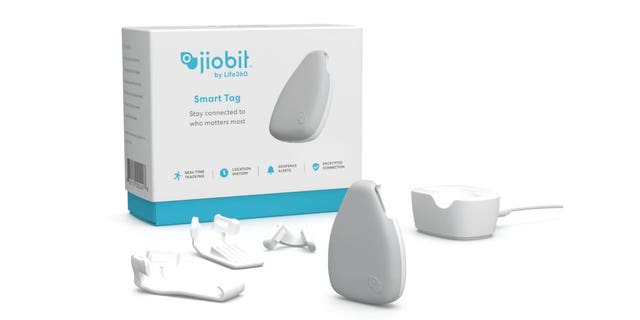 Stock photo of Jiobit Smart Tag, a real-time GPS location device.