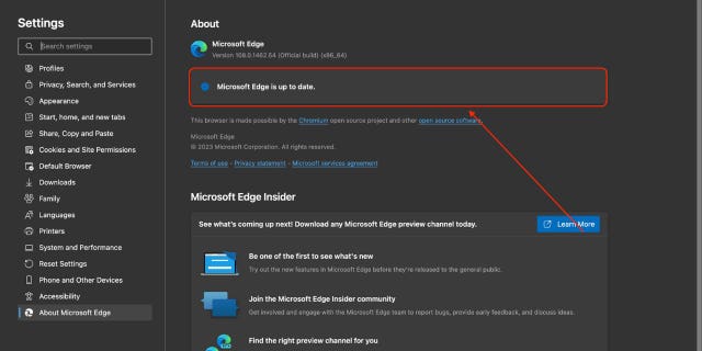 Here's how to update the Microsoft Edge browser settings.