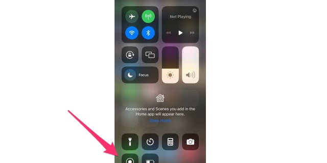 Tap the round dot to start recording your iPhone screen.