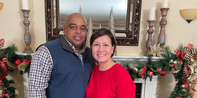 Chief Master Seargent of the Air Force JoAnne Bass and her husband Rahn Bass pictured as part of a 2022 holiday message.  