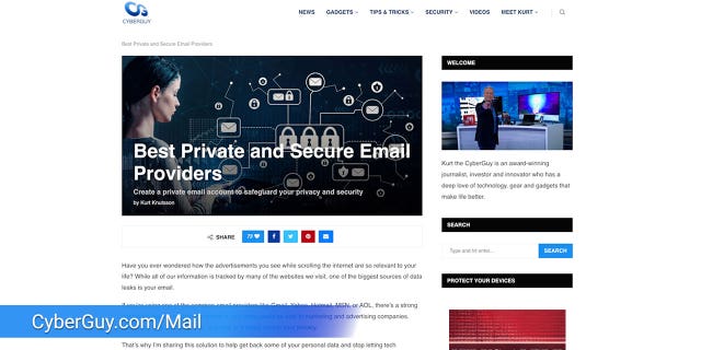 Buka CyberGuy.com untuk informasi lebih lanjut dan temukan ulasan tentang penyedia email pribadi dan aman terbaik.