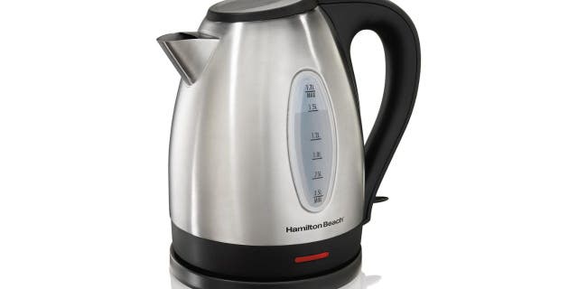 This 1.7-litre electric kettle from Hamilton Beach boils water faster than a microwave and safer than a stovetop kettle. 