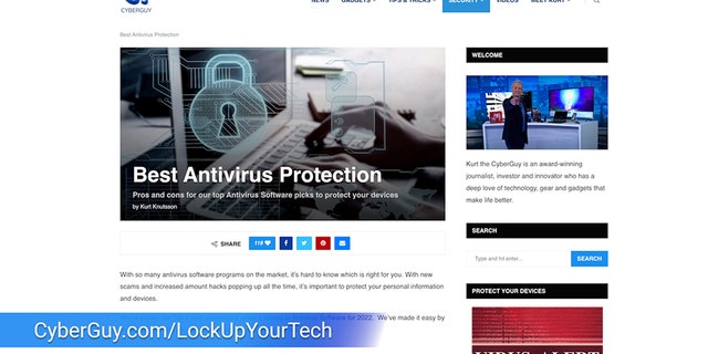 Ulasan ahli saya tentang perlindungan antivirus terbaik untuk Windows, Mac, Android & amp;  perangkat iOS dengan pencarian "Antivirus terbaik" di CyberGuy.com dengan mengeklik ikon kaca pembesar di bagian atas situs web saya. 