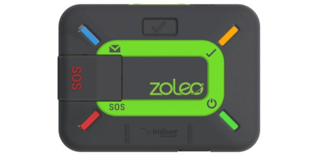 Stock photo of ZOLEO Satellite Communicator for 2-way global SMS text messages and emails, emergency SOS alerts, check-ins, and GPS location capabilities in emergency situations.  (Source: ZOLEO)