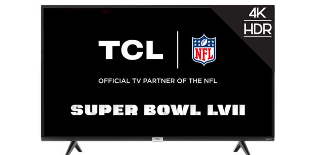 Image of the TCL Smart Roku TV, official TV partner of the NFL. 