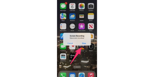 Tap "Stop" to finish the screen recording.