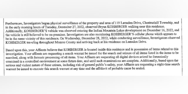 Excerpt of the warrant returns.