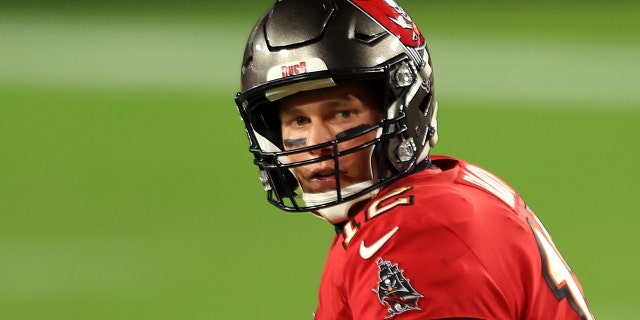 Tom Brady, #12 of the Tampa Bay Buccaneers, appears to pass in the third quarter during their game against the Kansas City Chiefs at Raymond James Stadium on November 29, 2020 in Tampa, Florida.
