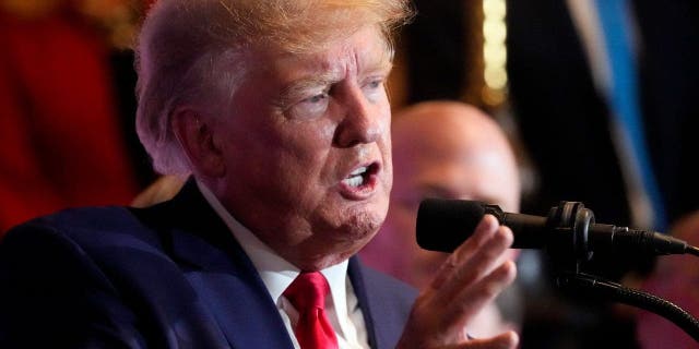 Former President Donald Trump speaks at a campaign event at the South Carolina Statehouse, Jan. 28, 2023, in Columbia, S.C.